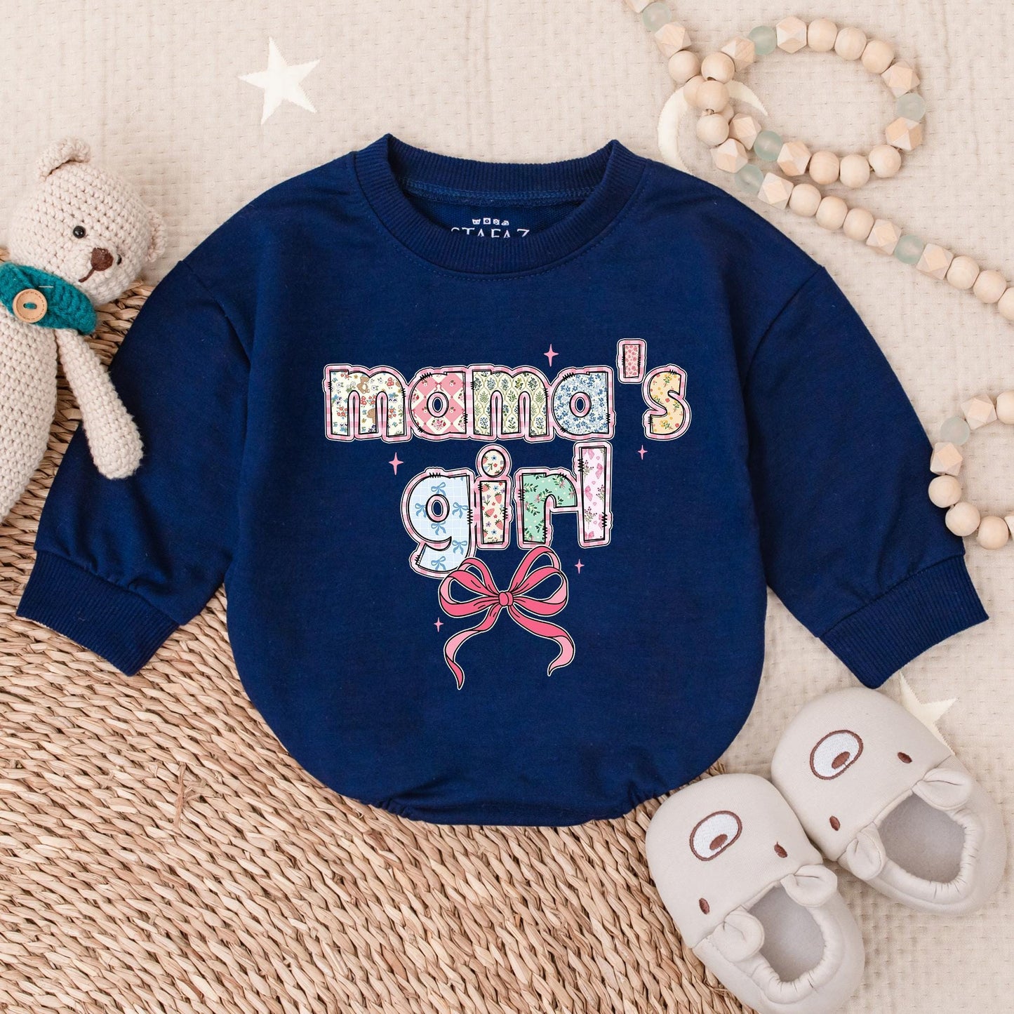Mama's Girl Baby Pink Bow Bubble Romper Sweetest Mommy's Little Girl Outfit Perfect Mother's Day Gift for Baby Girl