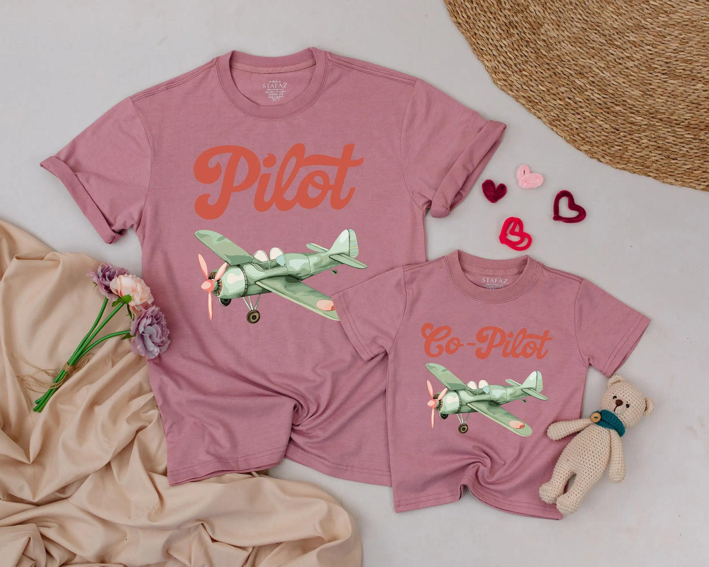 Matching Pilot Dad & Son Tees Cute Airplane Family Shirts Father's Day Birthday Gift Outfit