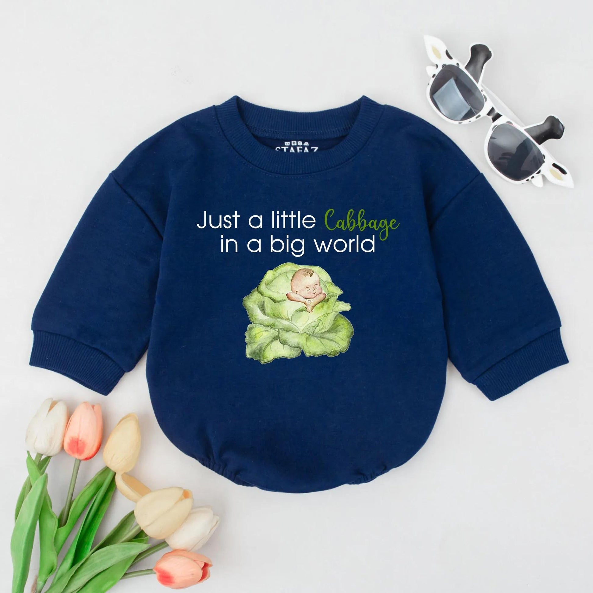 Adorable Just a Little Cabbage Baby Bubble Romper Soft Cotton Infant Bodysuit Cute Newborn Outfit Comfy Baby Clothes