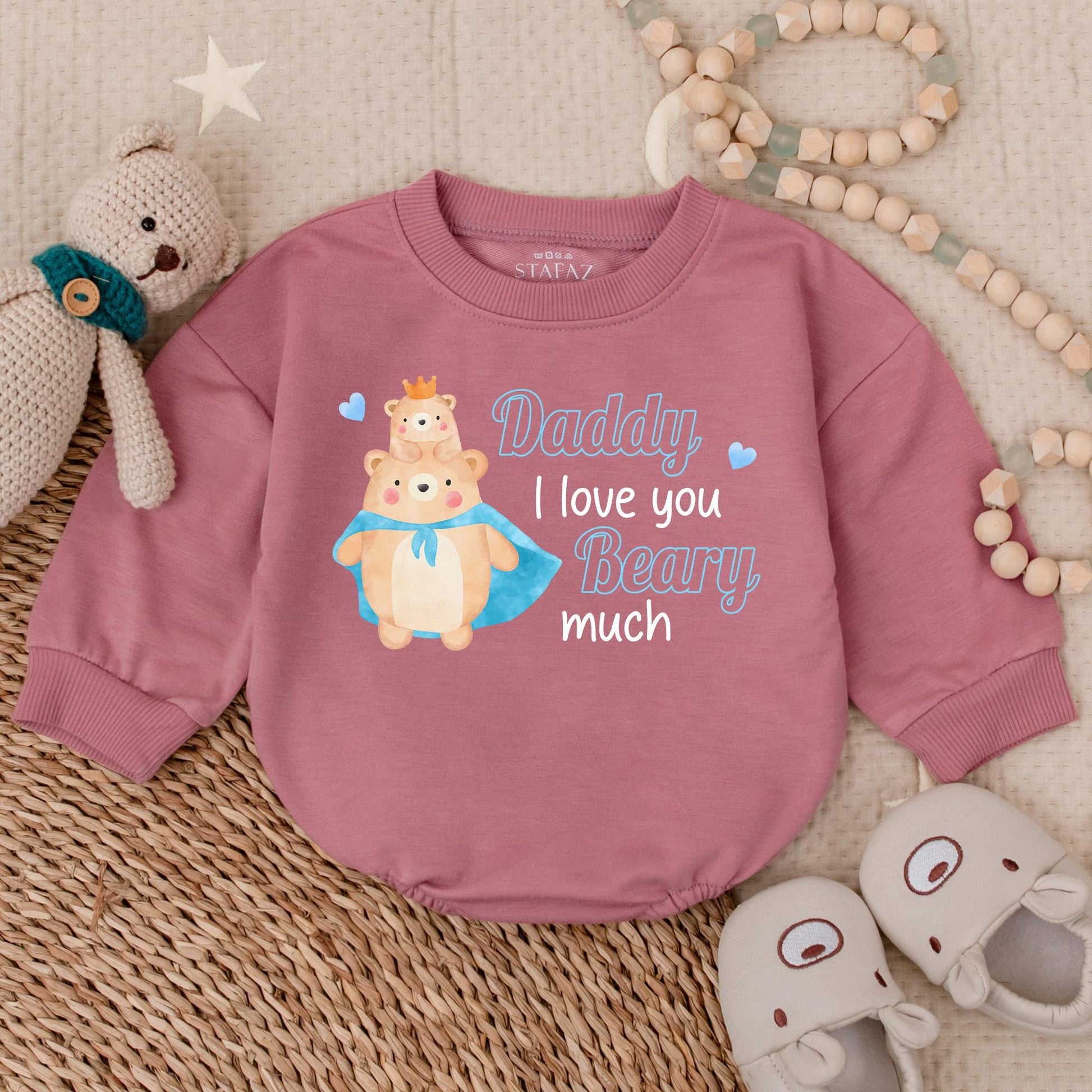 I Love You Beary Much Baby Boy Bubble Romper for Father's Day | Dad & Son Matching Outfit | Baby Shower Gift Newborn