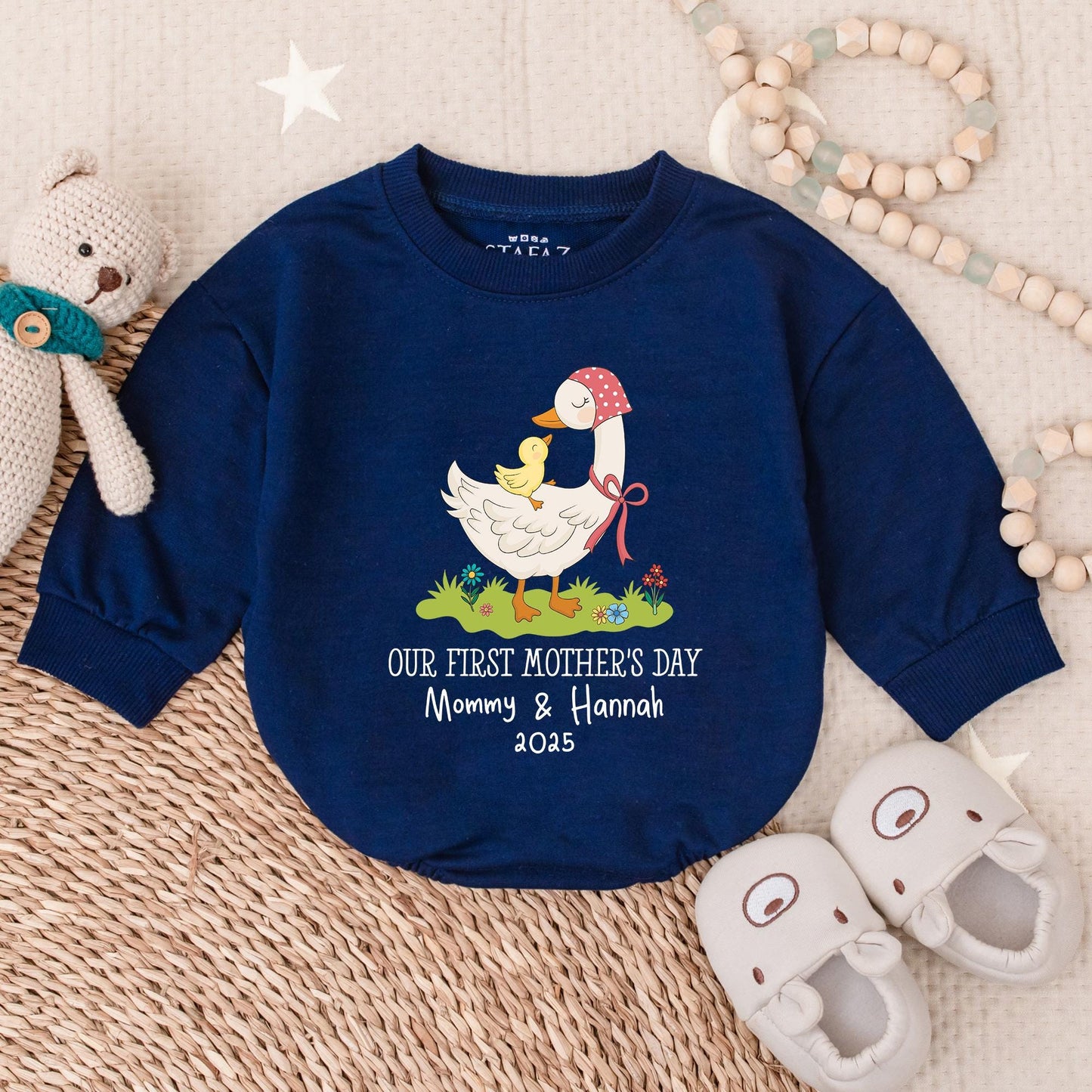 Personalized Our First Mother's Day Mama and Mini Goose Bubble Romper Bodysuit Best New Mom Gift Infant Baby Shower Present