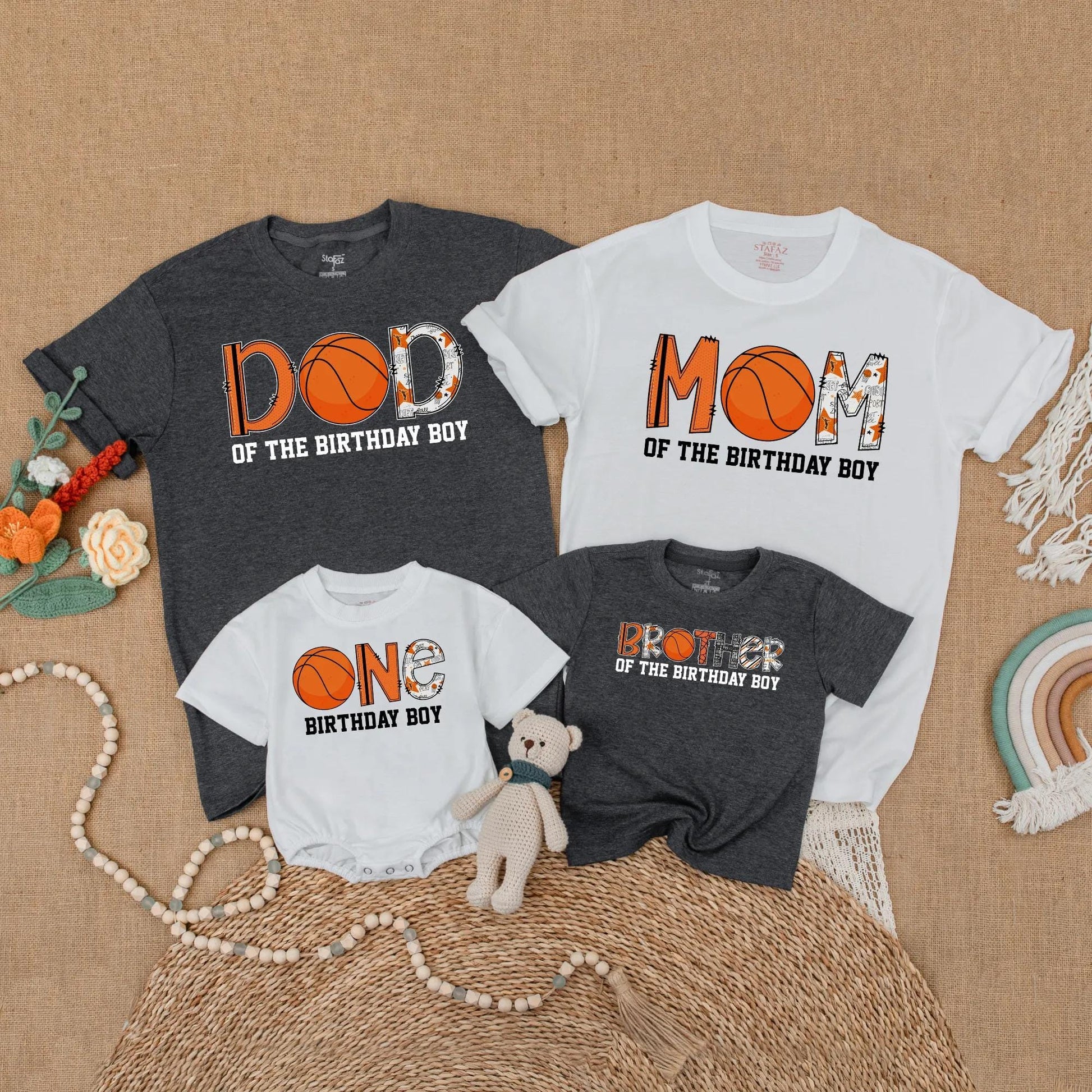 Basketball Birthday Matching Family Shirts First Birthday Boy Sports Party Outfits