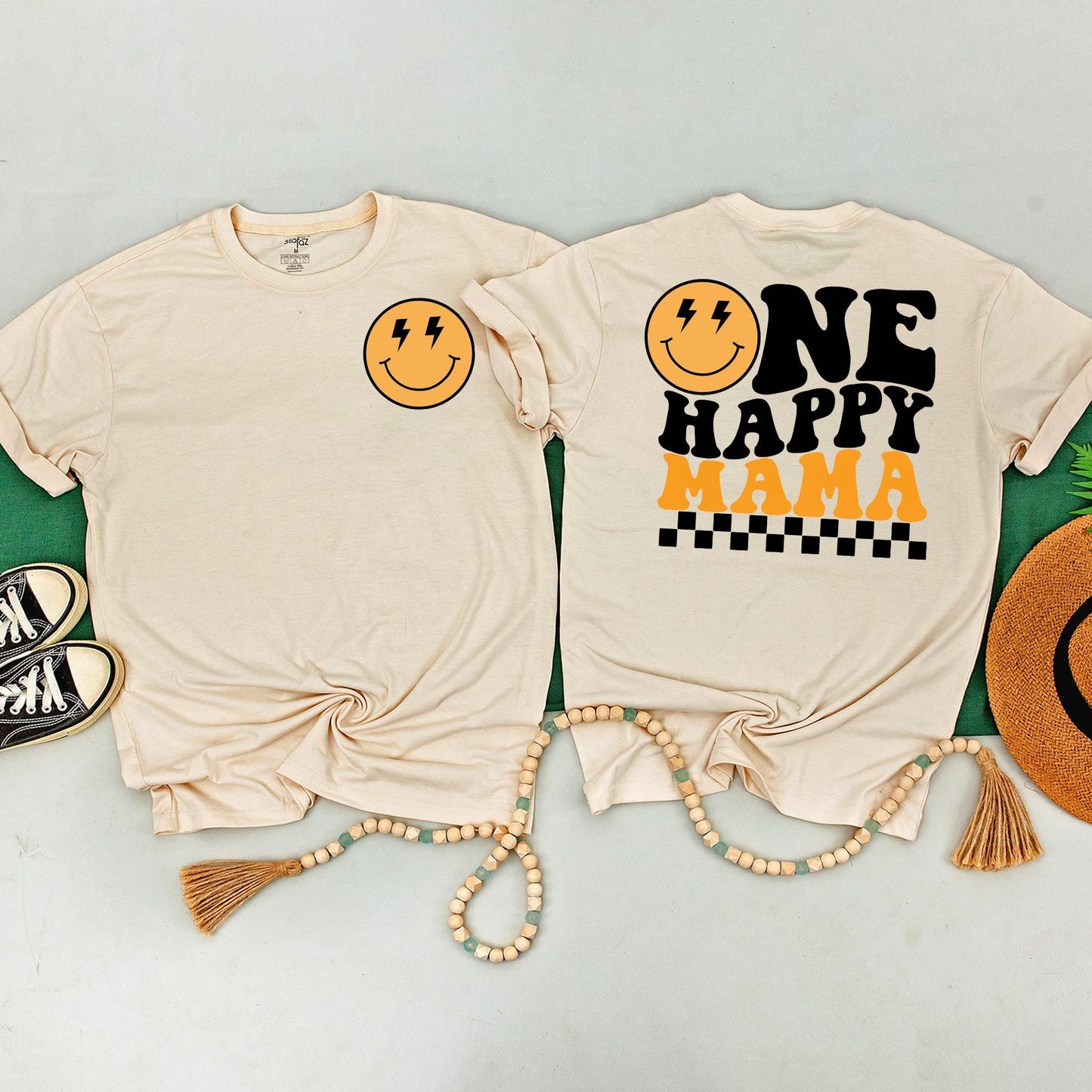Matching One Happy Dude 1st Birthday Shirt Family Outfit, Happy Face Baby Boy Bodysuit, Wavy Letters Party Clothes