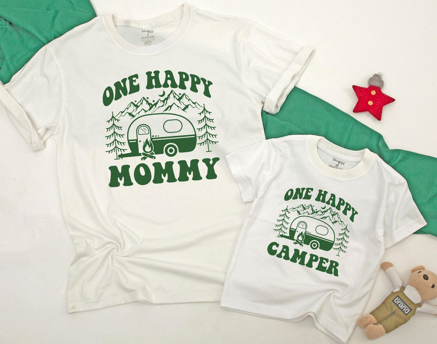 One Happy Camper Matching Family Shirts Custom Daddy Mommy Camping Bodysuit Family Vacation 1st Birthday Outfit