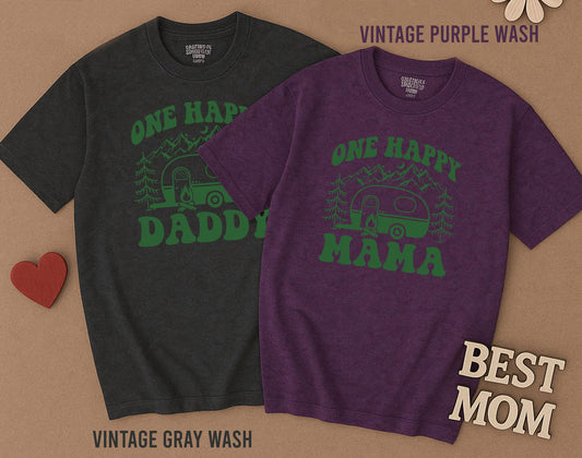 One Happy Camper Matching Family Shirts Custom Daddy Mommy Camping Bodysuit Family Vacation 1st Birthday Outfit