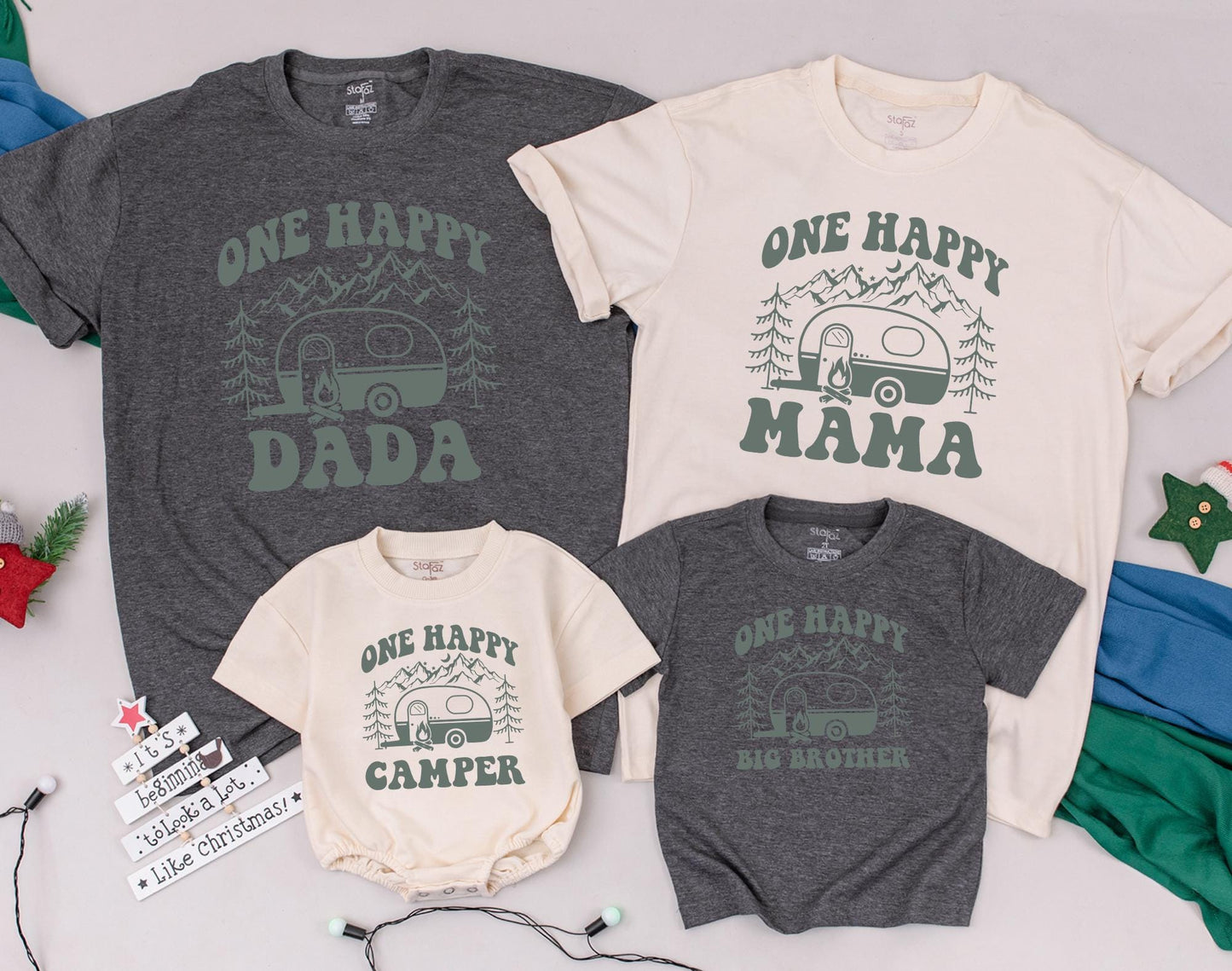 One Happy Camper First Birthday Shirt Cute Camping Theme Family Matching Tees for Boys Girls & Toddlers
