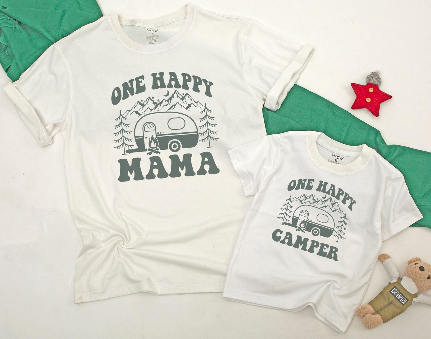 One Happy Camper First Birthday Shirt Cute Camping Theme Family Matching Tees for Boys Girls & Toddlers