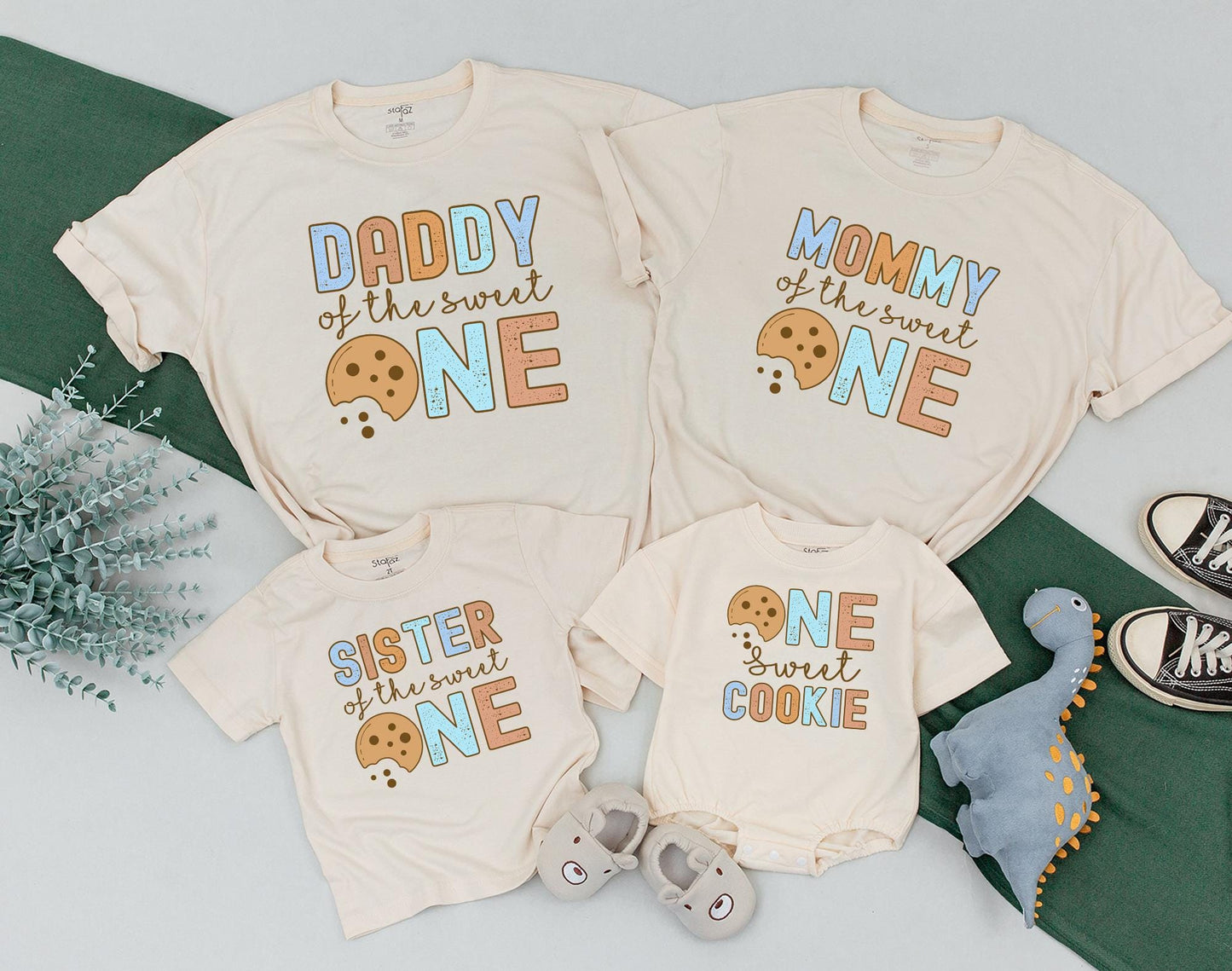 Sweet One 1st Birthday Cookies and Milk Family Matching Party Shirts Toddler Baby Outfits Soft Cotton Comfortable Tee Gift
