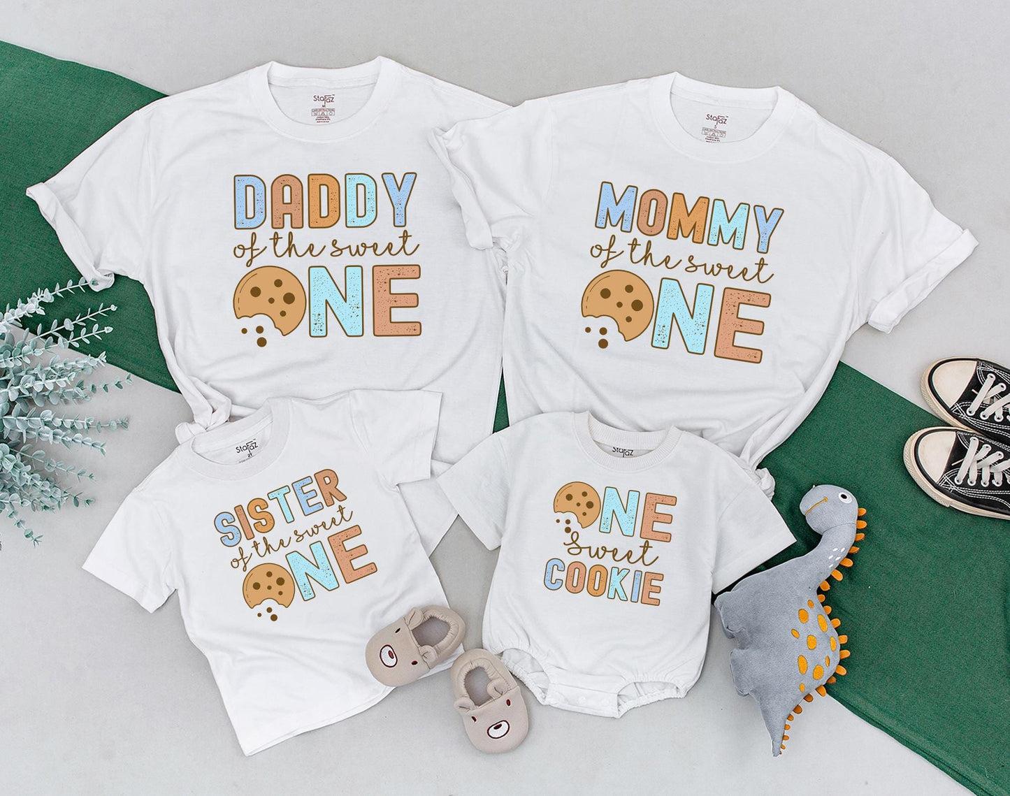 Sweet One 1st Birthday Cookies and Milk Family Matching Party Shirts Toddler Baby Outfits Soft Cotton Comfortable Tee Gift