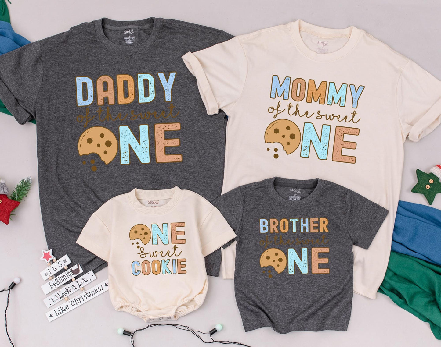 Sweet One 1st Birthday Cookies and Milk Family Matching Party Shirts Toddler Baby Outfits Soft Cotton Comfortable Tee Gift