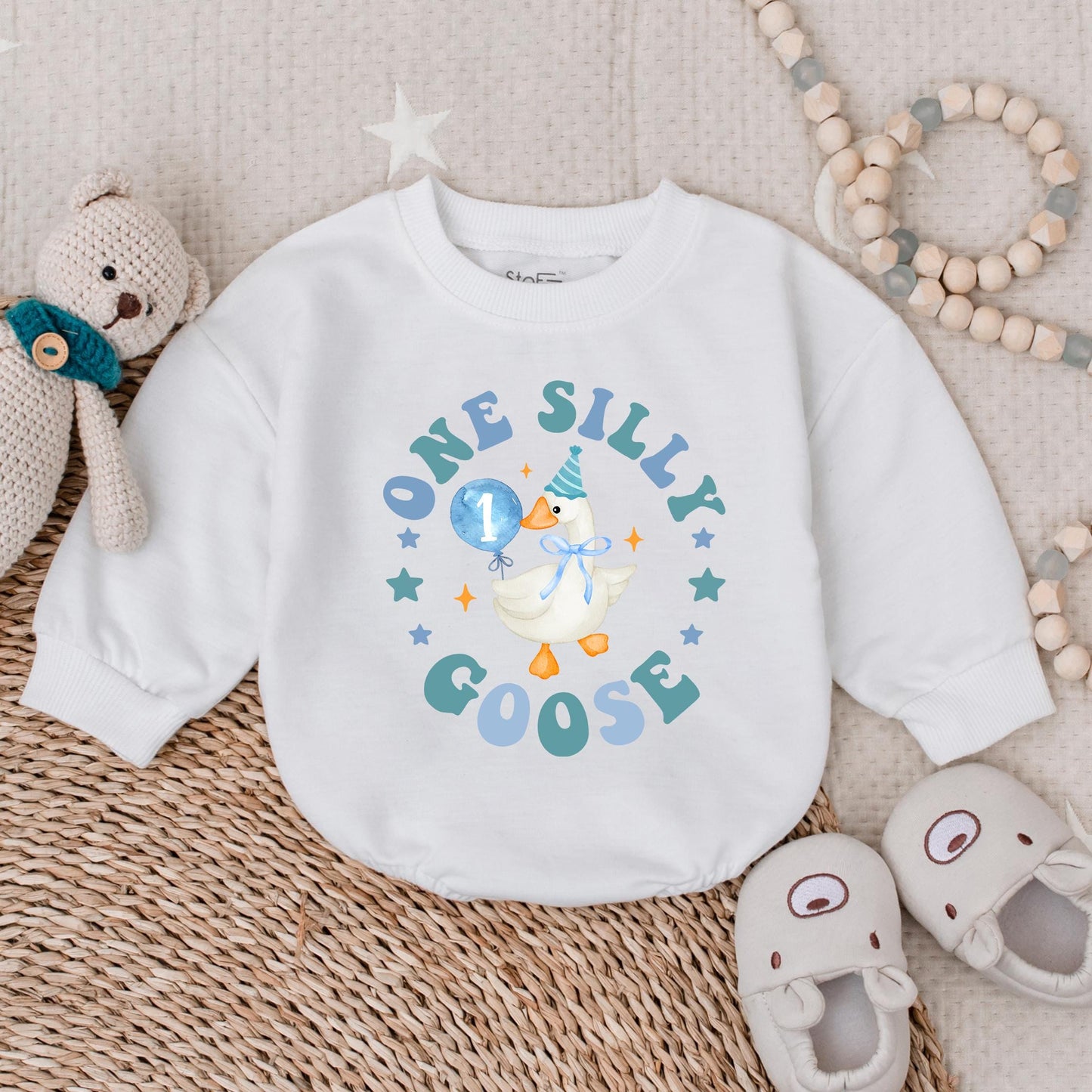Silly Goose First Birthday Outfit Baby Boy Romper Cute Bubble Bodysuit for a 1st Birthday Celebration Soft Cotton Comfortable and Fun Gift Idea