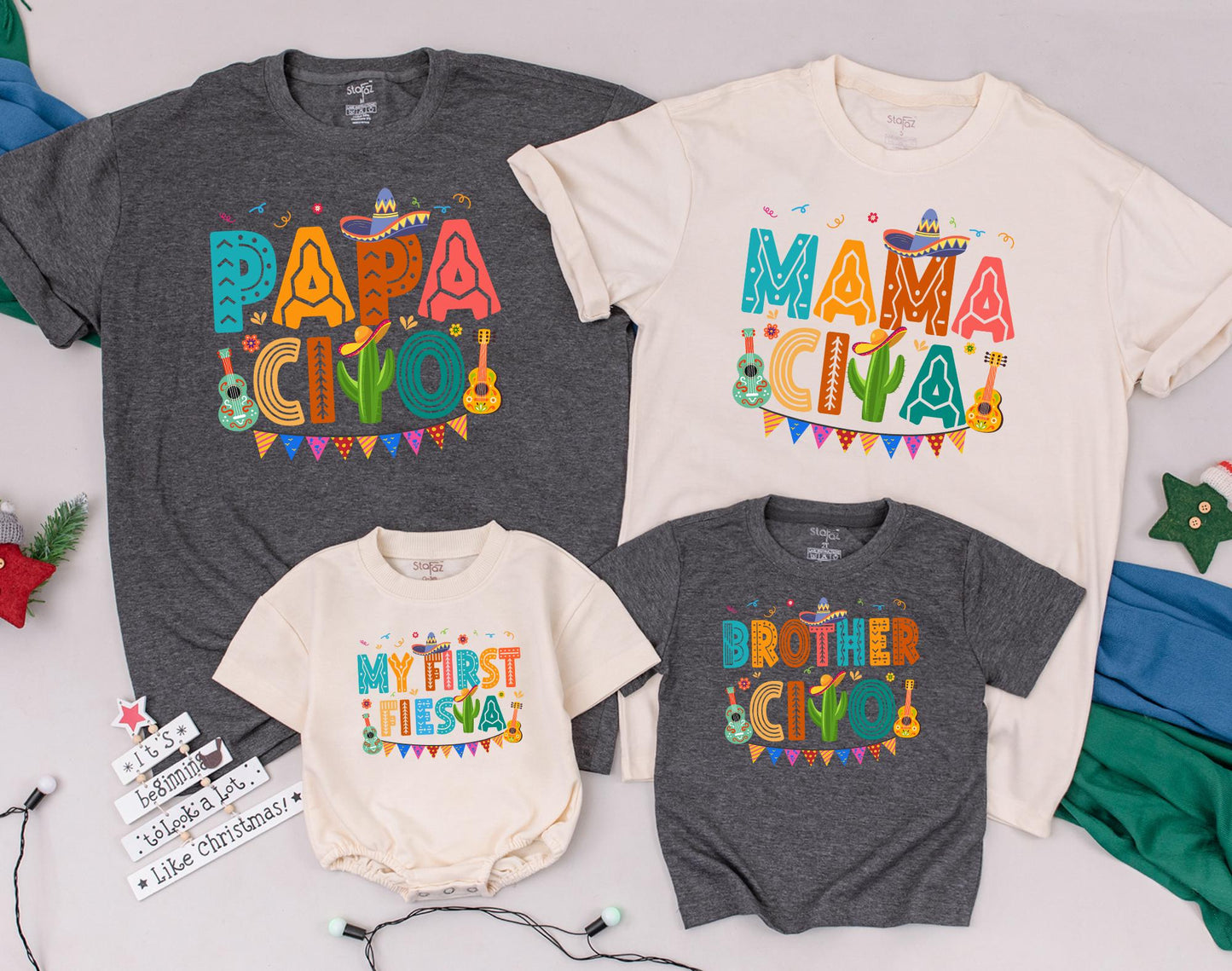 Uno Fiesta Birthday Family Matching Shirts for My First Fiesta Taco Bout One Baby Bodysuit and Abuela Mexican Party Outfit Gift