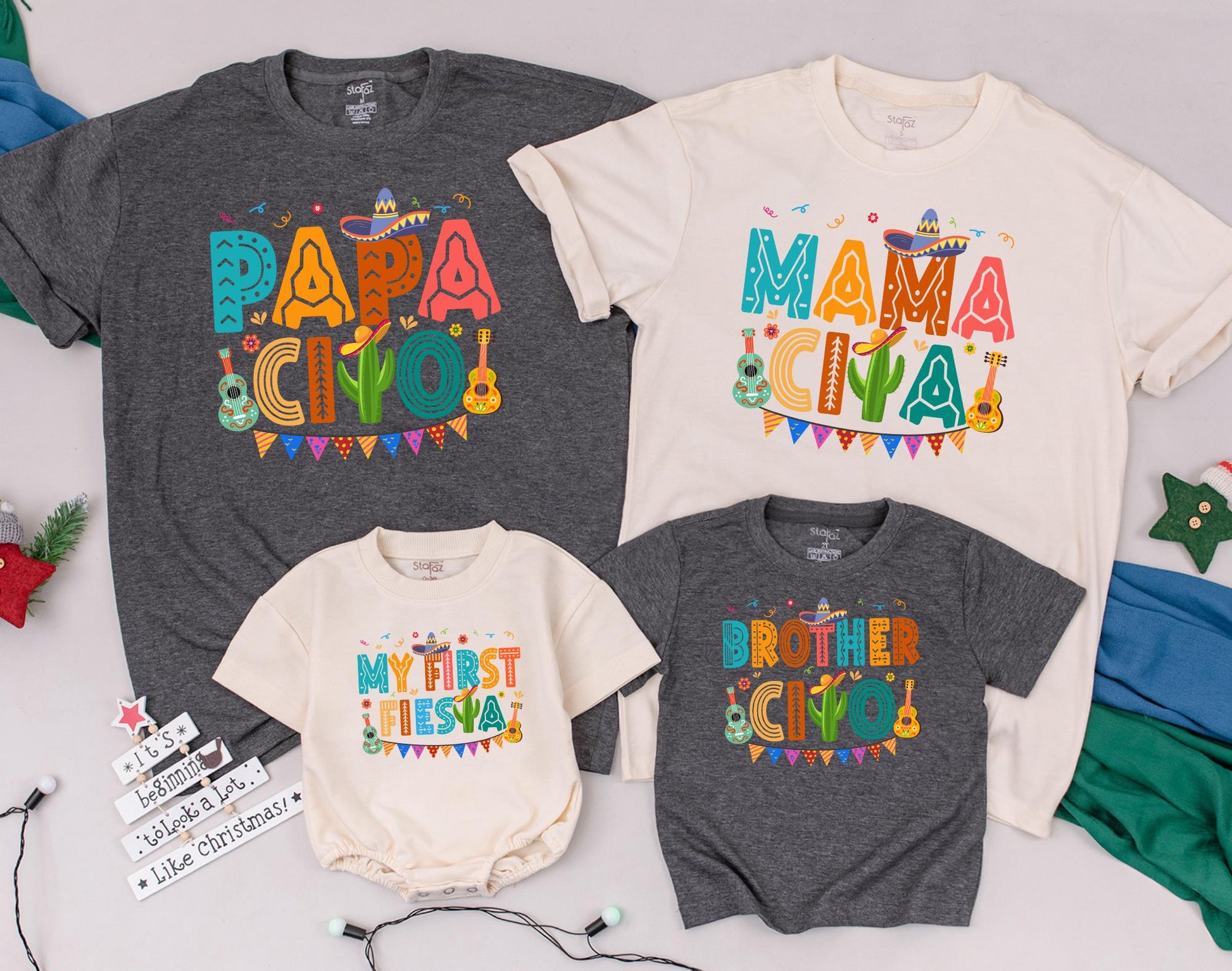 Uno Fiesta Birthday Family Matching Shirts for My First Fiesta Taco Bout One Baby Bodysuit and Abuela Mexican Party Outfit Gift