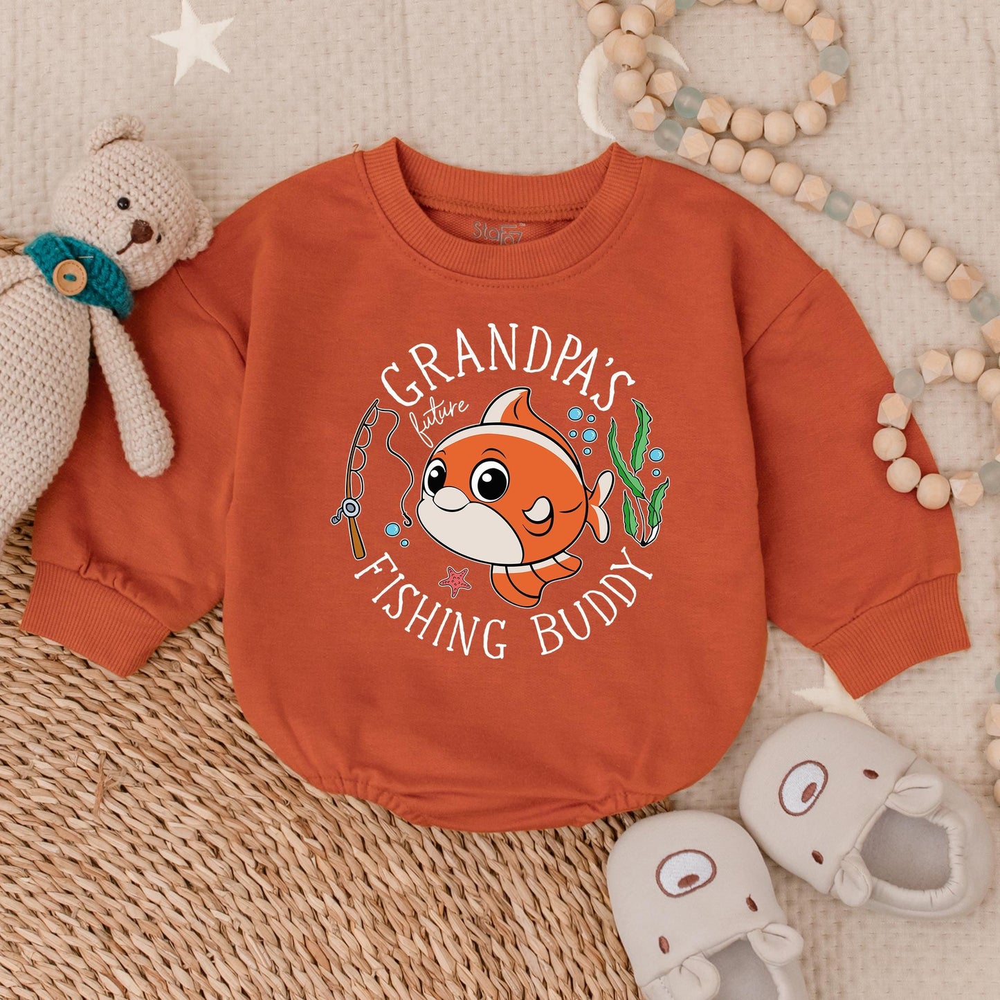 Grandpa's Future Fishing Buddy Baby Boy Romper First Father's Day Outfit Cute Newborn Bubble Bodysuit Gift Comfortable Cotton Apparel