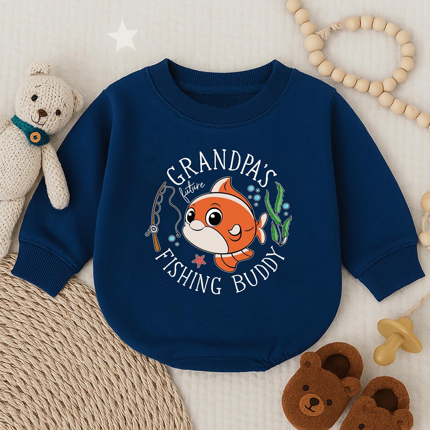 Grandpa's Future Fishing Buddy Baby Boy Romper First Father's Day Outfit Cute Newborn Bubble Bodysuit Gift Comfortable Cotton Apparel