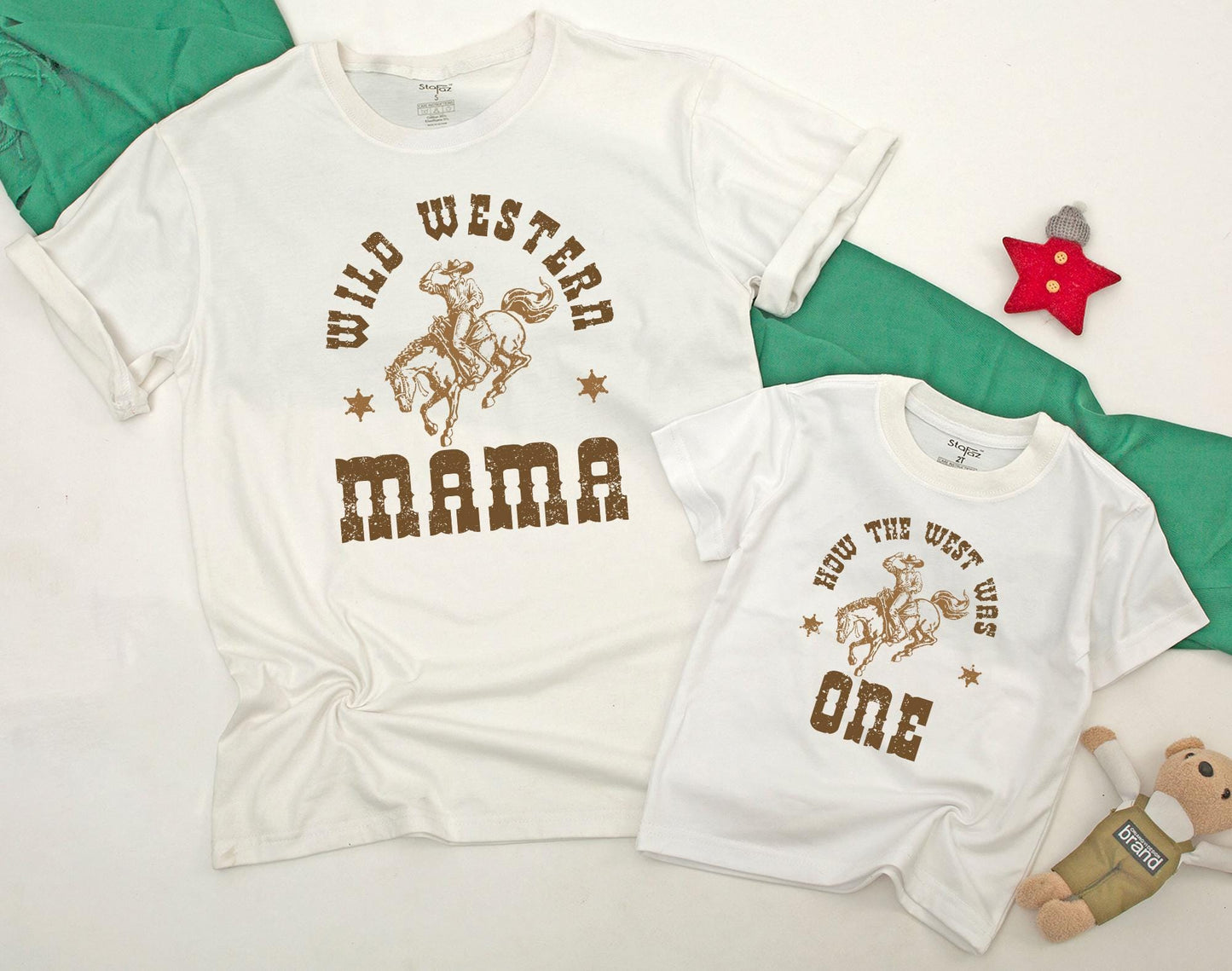 Wild Western Matching Family Shirts First Rodeo 1st Birthday How The West Was One Cowboy Baby Bodysuit Toddler Tee Mama Dad Kids Party Outfit