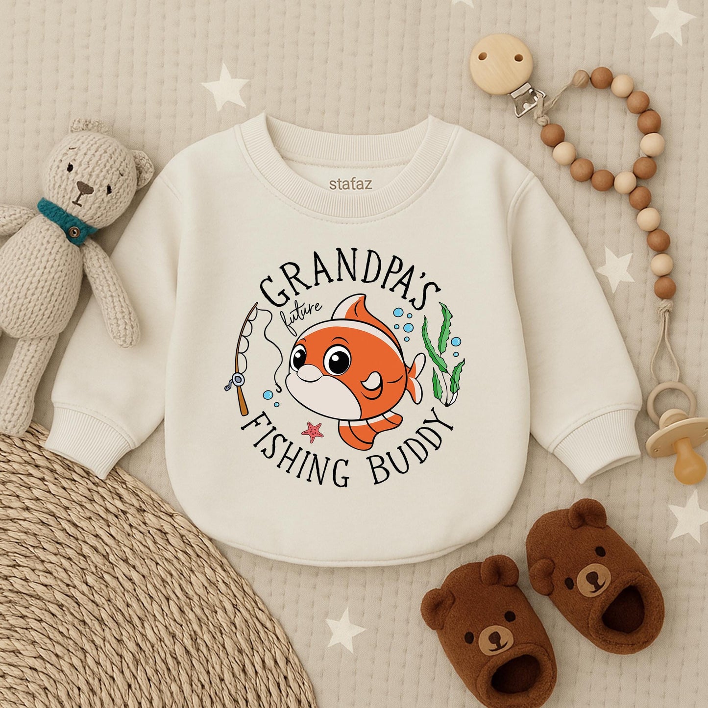 Grandpa's Future Fishing Buddy Baby Boy Romper First Father's Day Outfit Cute Newborn Bubble Bodysuit Gift Comfortable Cotton Apparel