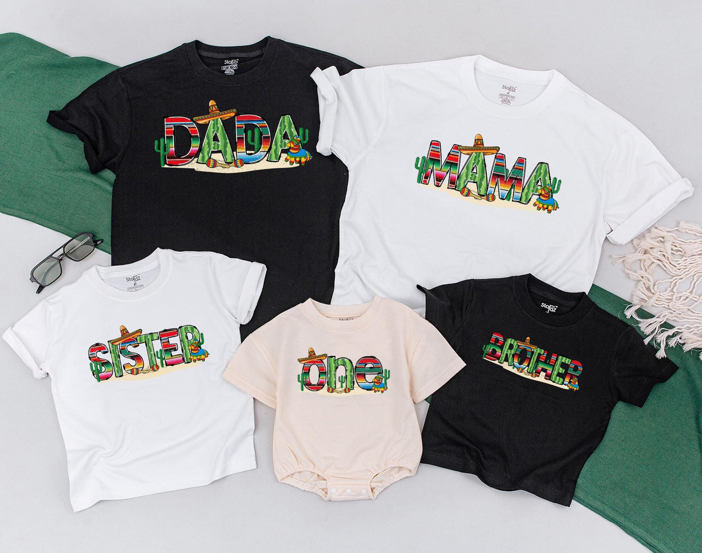 Uno Fiesta Birthday Shirt My First Fiesta Matching Family Outfit Taco Bout One Abuela Baby Bodysuit Mexican
