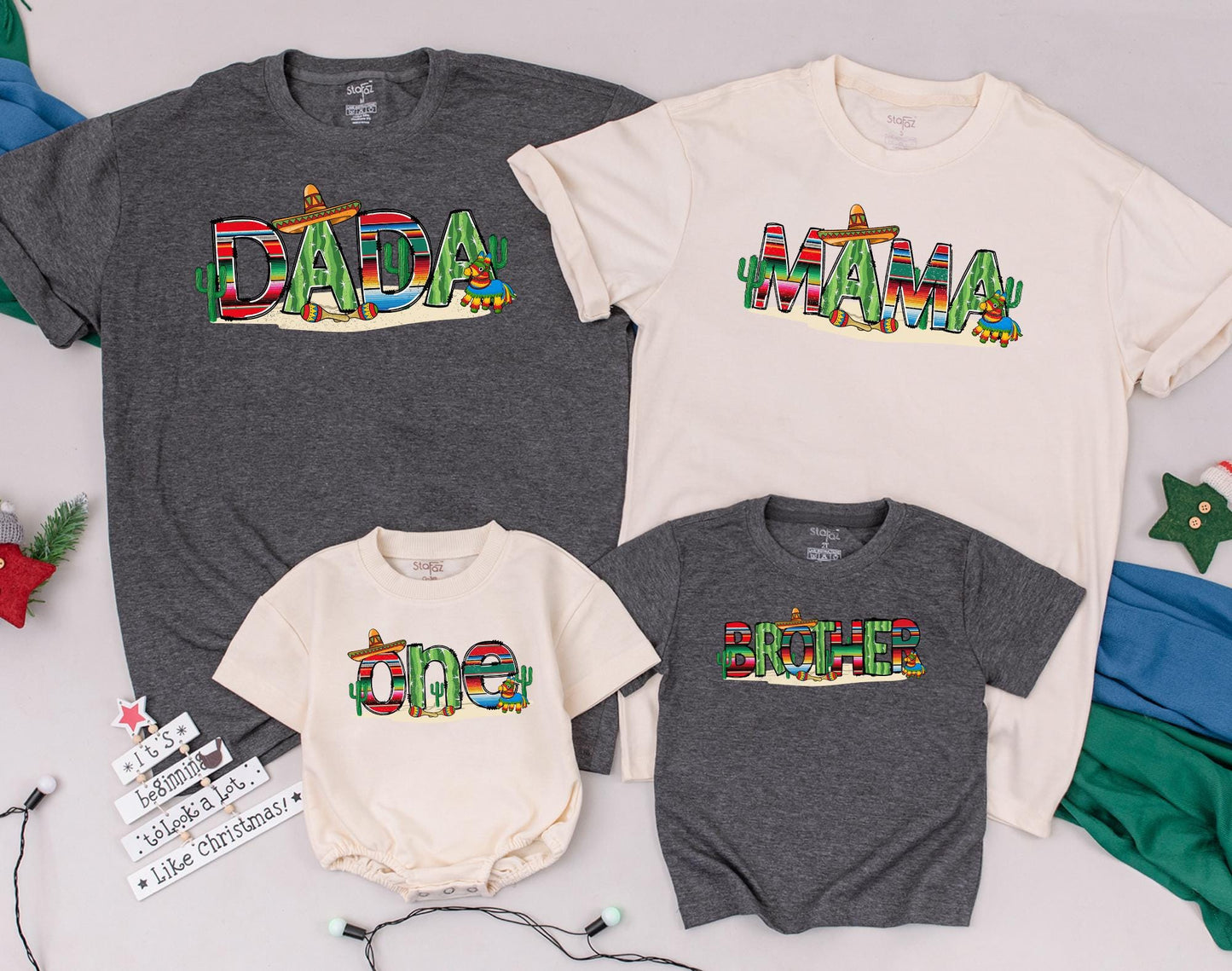 Uno Fiesta Birthday Shirt My First Fiesta Matching Family Outfit Taco Bout One Abuela Baby Bodysuit Mexican