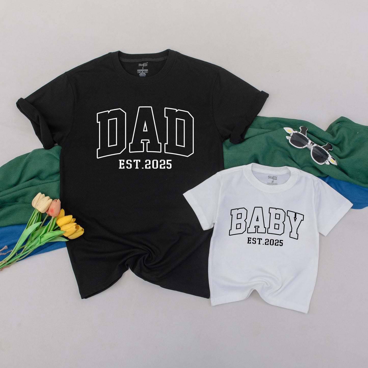 Personalized Dad Mom Est 2025 Matching T-Shirts Pregnancy Announcement New Parents Outfit First Time Mom Dad Gift Baby Reveal