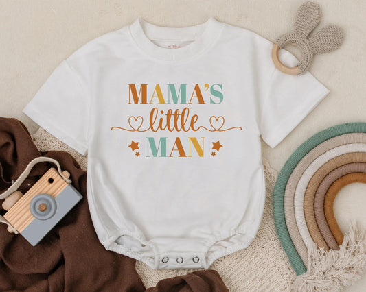 Mama's Little Man Bubble Romper First Mother's Day Gift Baby Shower Outfit Cute Newborn Clothes Infant Romper Boy Gift