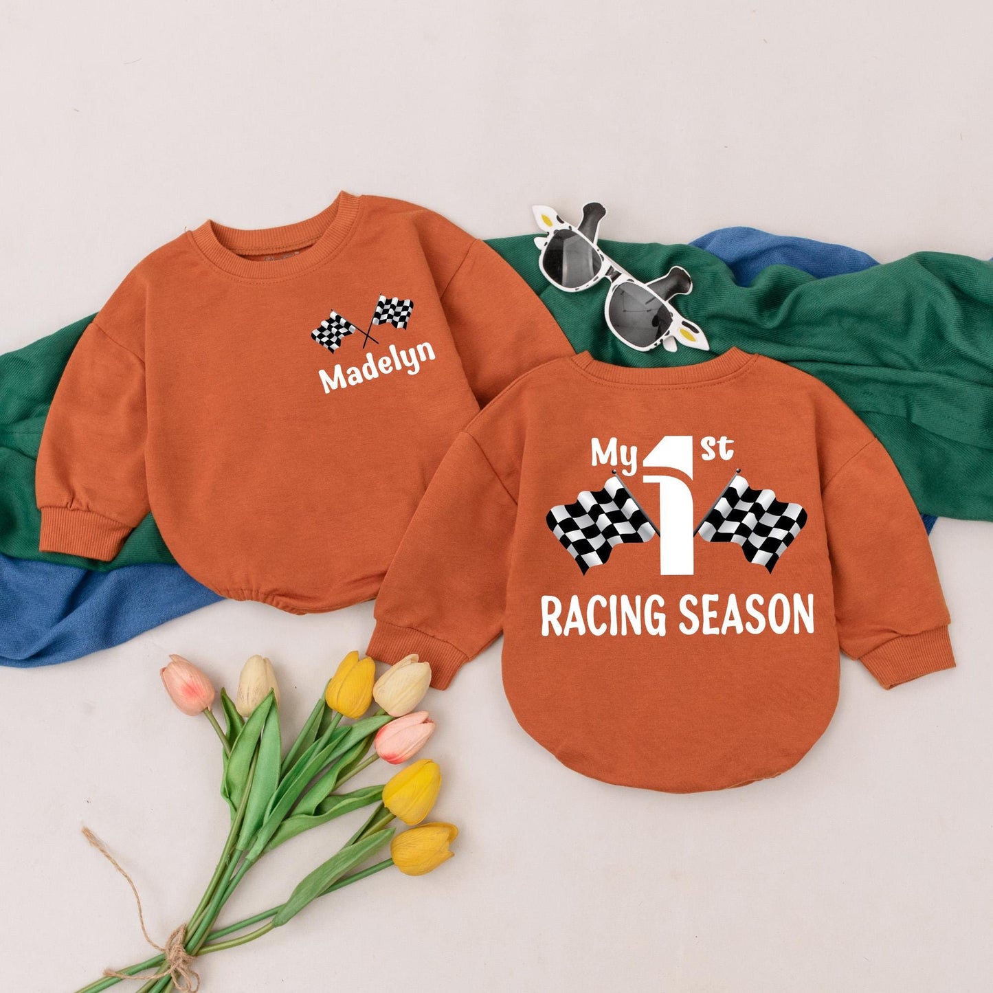 Personalized Fast One Racing Romper for Baby Boy's 1st Birthday, Race Car Theme Outfit, Custom Bodysuit, Baby Shower Gift (139 chars)