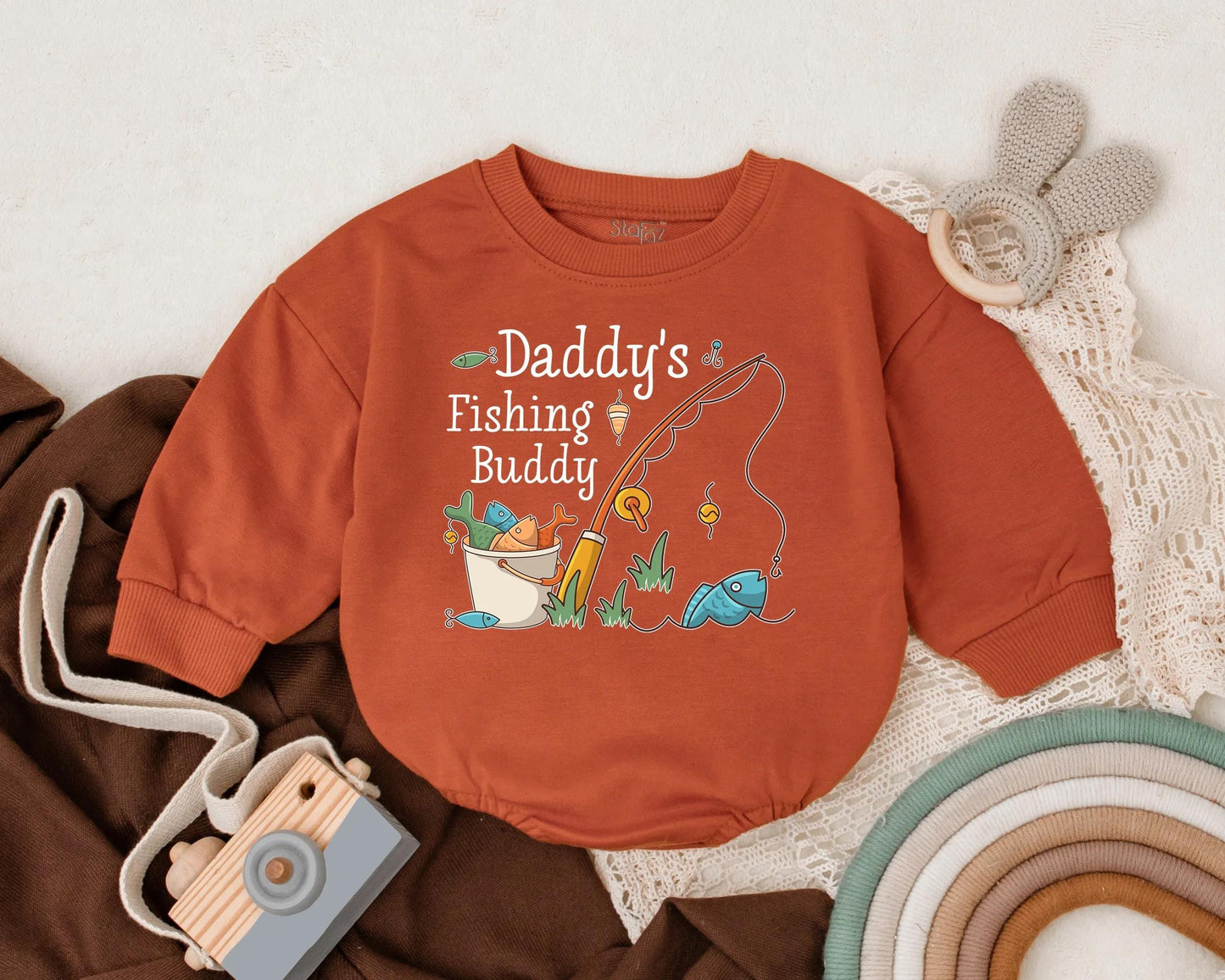 Daddy's Fishing Buddy Bubble Romper for Baby Boy Father's Day Fishing Theme Party Outfit Comfortable Cotton Gift for Dad