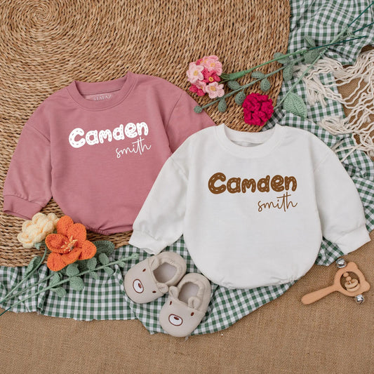 Personalized Name Baby Boy Sweatshirt Romper Cozy Newborn Bodysuit Comfortable Baby Shower Gift Coming Home Outfit Warm Clothes