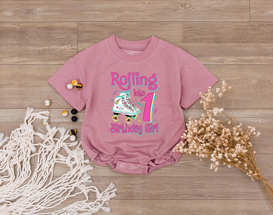 Personalized Rolling Into Birthday Girl Roller Skate Shirt Baby Girl Matching Family Outfits