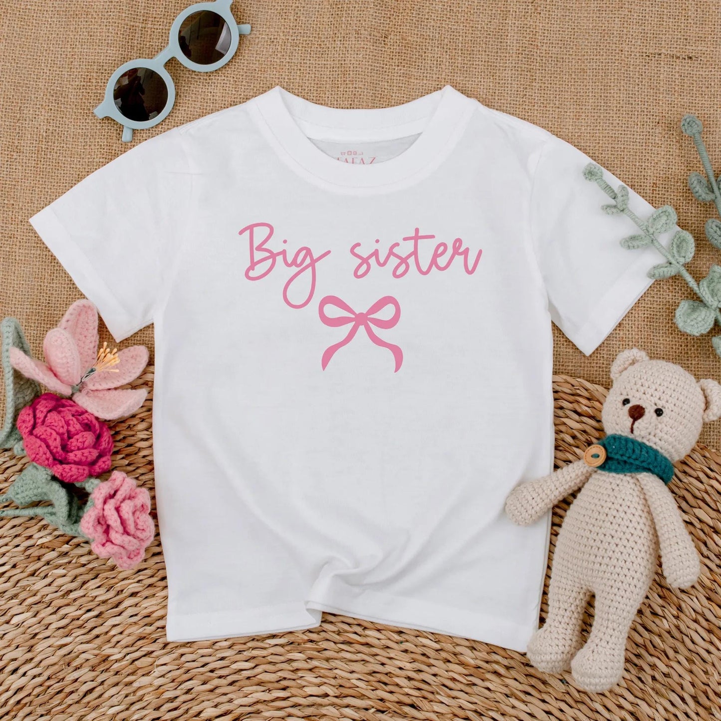 Pink Bow Big Sister Little Sister Matching Outfits Baby Girl Bubble Romper Toddler Tee Sibling Sister Set