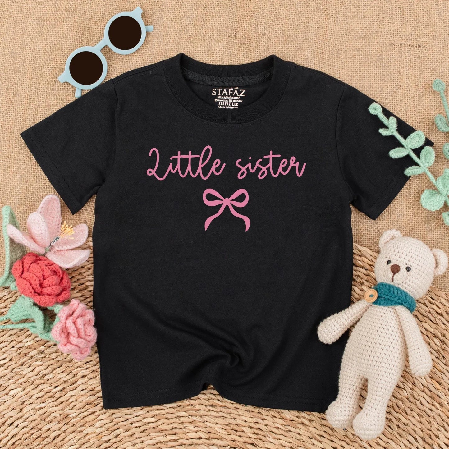 Pink Bow Big Sister Little Sister Matching Outfits Baby Girl Bubble Romper Toddler Tee Sibling Sister Set