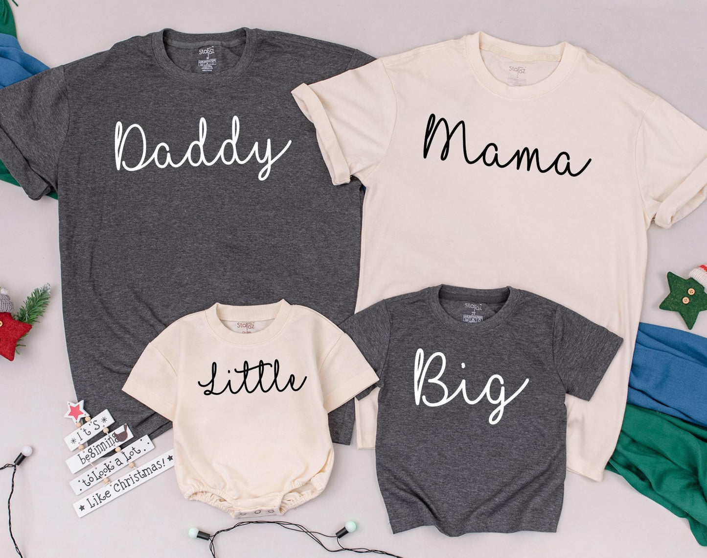 Matching Big Middle Little Sibling Shirts, Family Announcement Outfits, Baby Romper & Toddler Tee Gifts