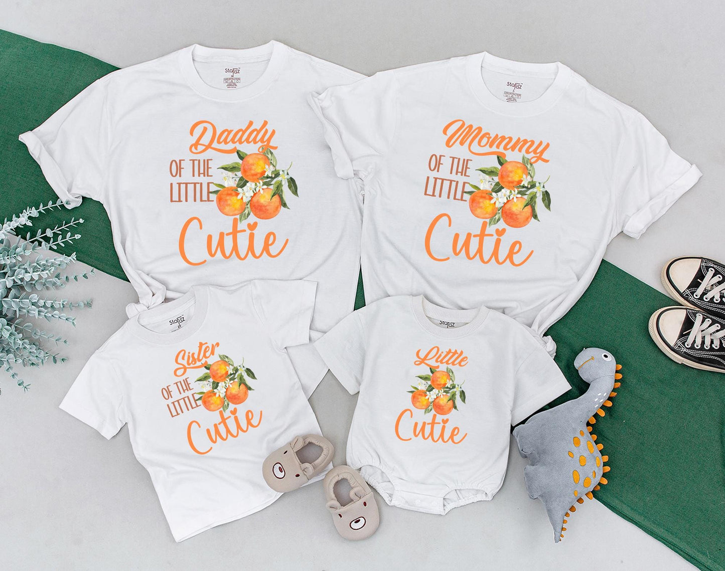 Personalized Little Cutie Orange Fruit Family Matching T-Shirts Baby Romper Sweet Newborn Outfit Baby Shower Gift Comfortable Cotton Apparel