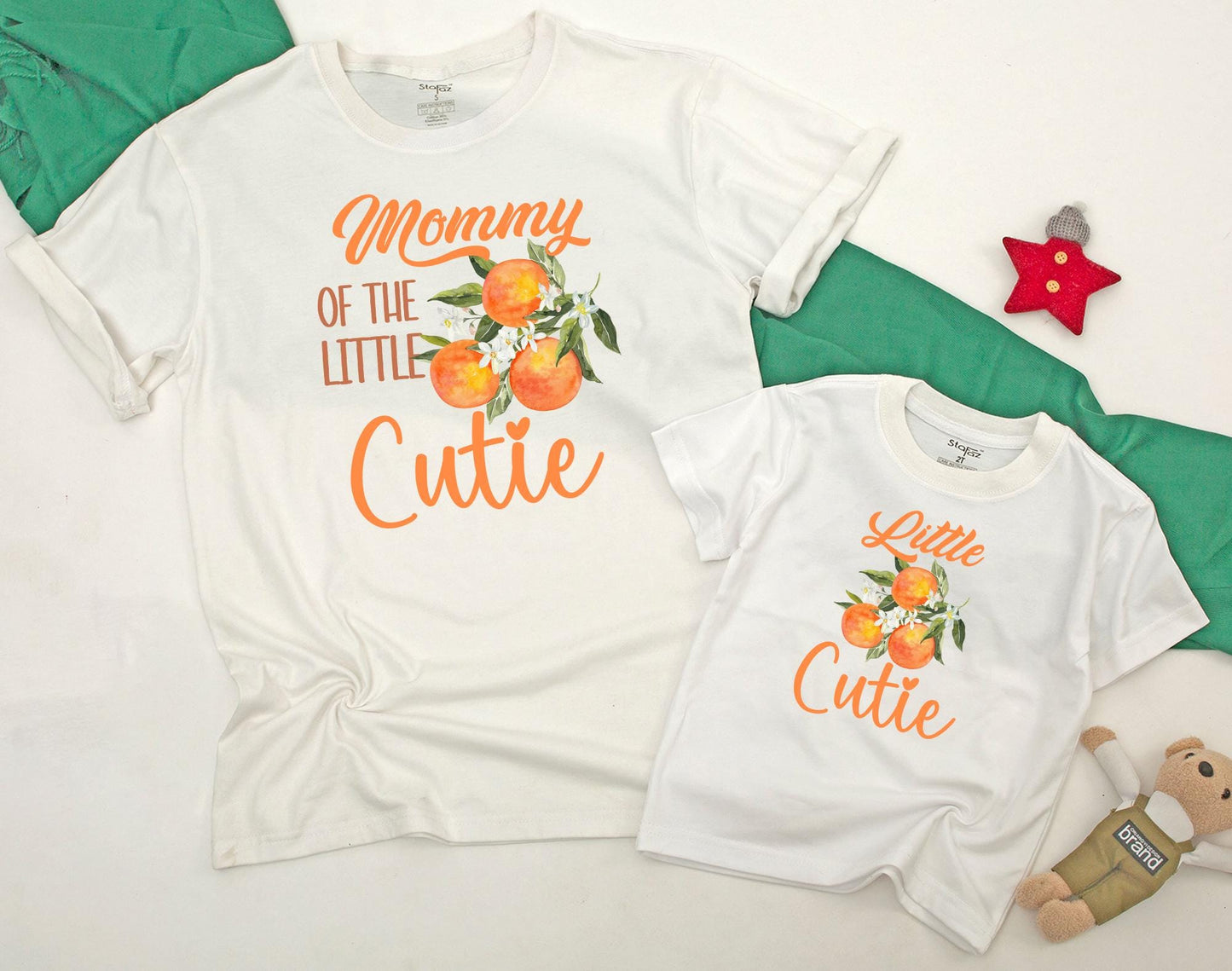 Personalized Little Cutie Orange Fruit Family Matching T-Shirts Baby Romper Sweet Newborn Outfit Baby Shower Gift Comfortable Cotton Apparel