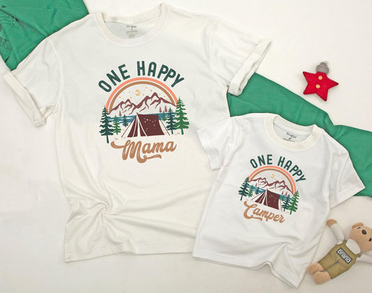 One Happy Camper First Birthday Shirt Family Matching Camping Vacation Tees for Boys and Girls