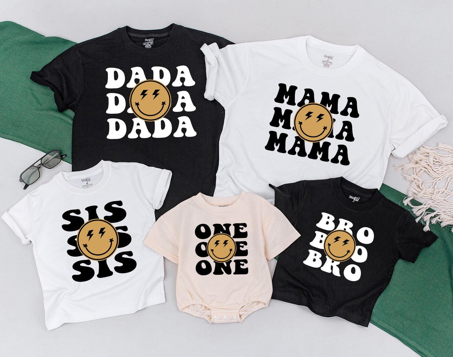 Matching One Happy Dude 1st Birthday Outfit for Baby Boy, Smile Romper, Mommy & Daddy Gift, Custom First Birthday Party