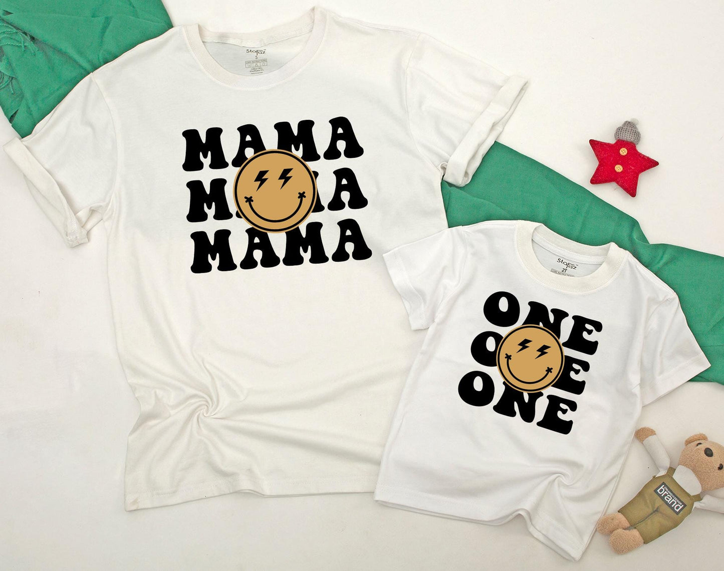 Matching One Happy Dude 1st Birthday Outfit for Baby Boy, Smile Romper, Mommy & Daddy Gift, Custom First Birthday Party