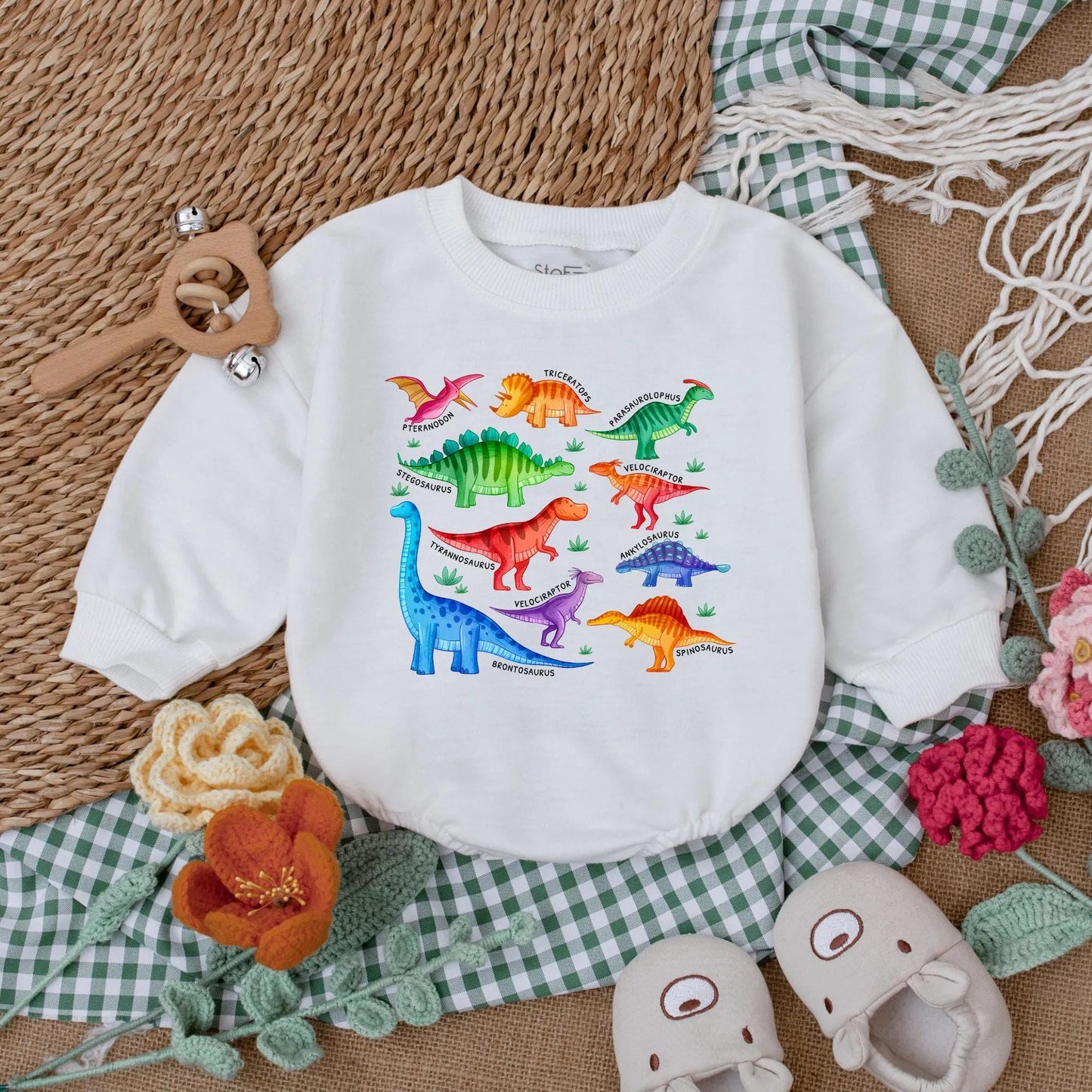 Dinosaur Baby Bodysuit & Romper | Cute Birthday Boy Gift | Dino Shower Outfit | Baby Boy Clothes | Animal Lover Baby Shower Gift (139 Characters)