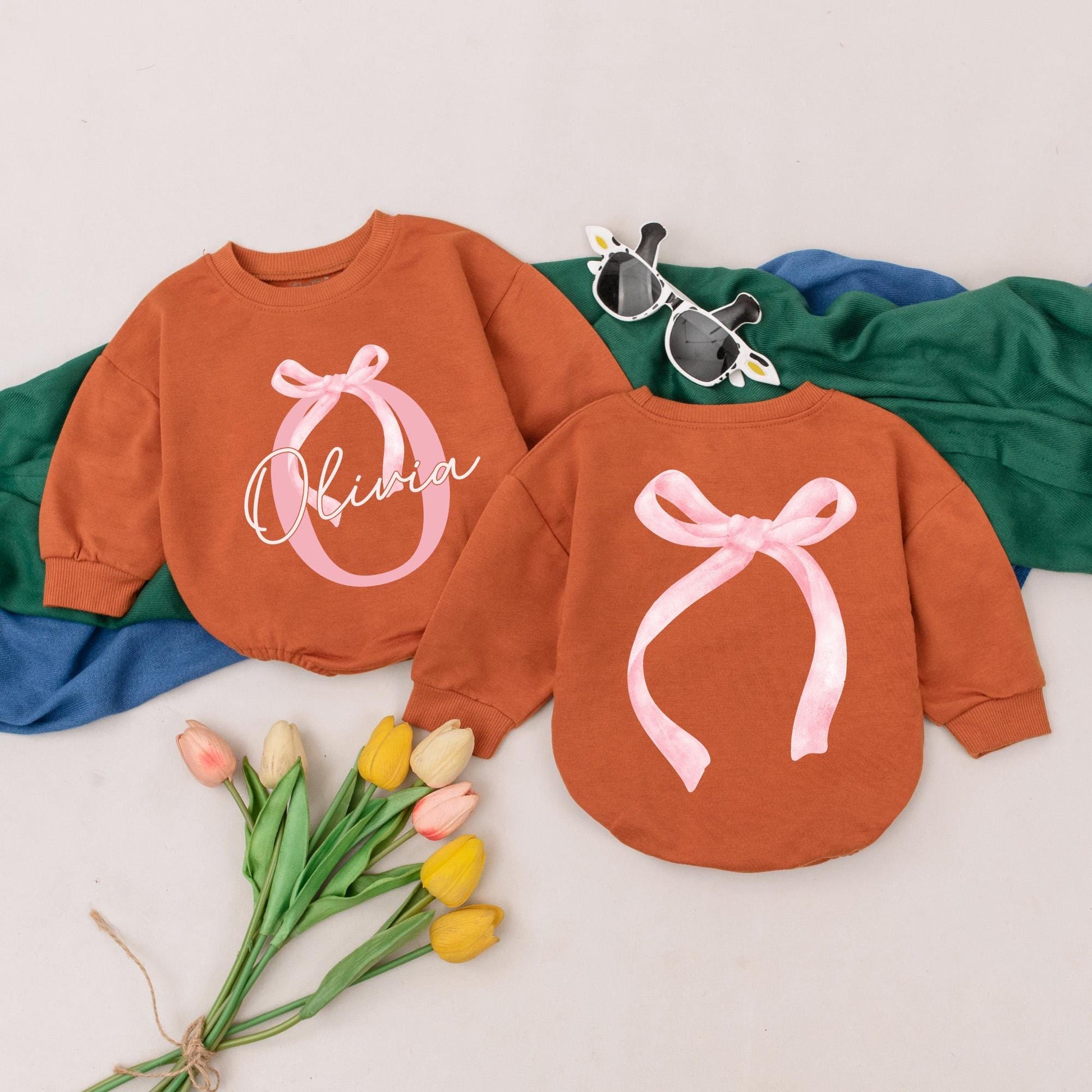 Personalized Name Baby Girl Pink Bow Birthday Bubble Romper Bodysuit Outfit Newborn First Celebration Gift Adorable Shower Apparel