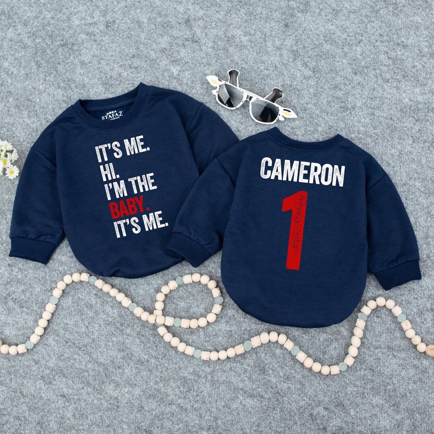 It's Me, Hi, Baby Romper & Personalized Name Bodysuit, Retro 1st Birthday Outfit, Funny Baby Shower Gift, Gender Neutral Clothes
