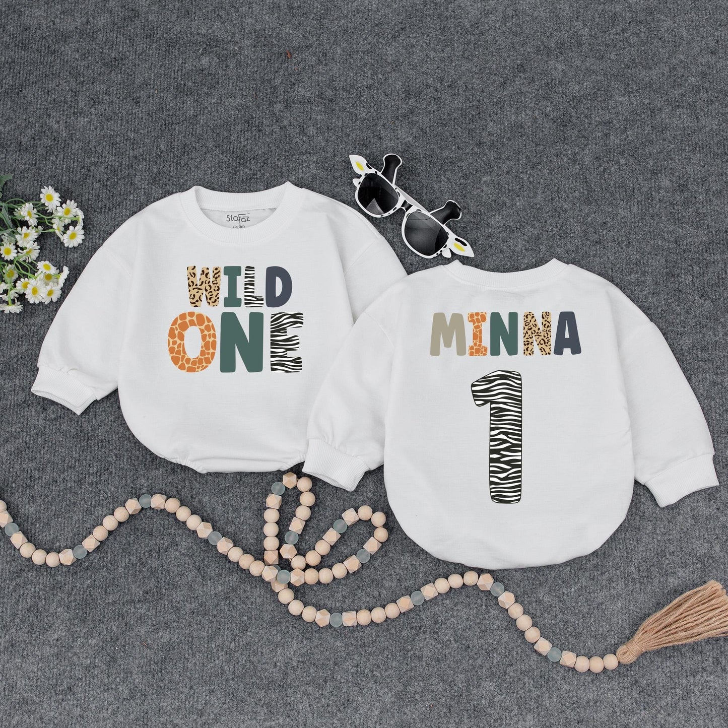 Personalized Wild One Romper, Safari First Birthday Outfit, Custom Name, Baby Girl Clothes, Animal Print, Party Animal, Wild ONE Zebra Romper 1st Bday Gift (138 chars)
