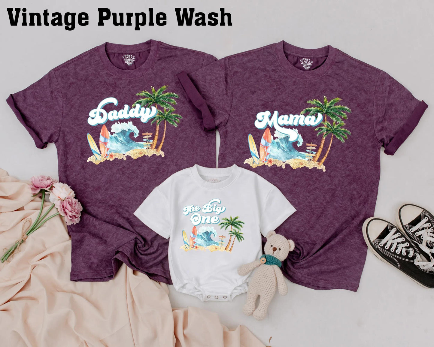 Matching Surf Birthday Shirts for Dad & Baby, The Big One Summer Beach Outfits, Surfer Family Tees