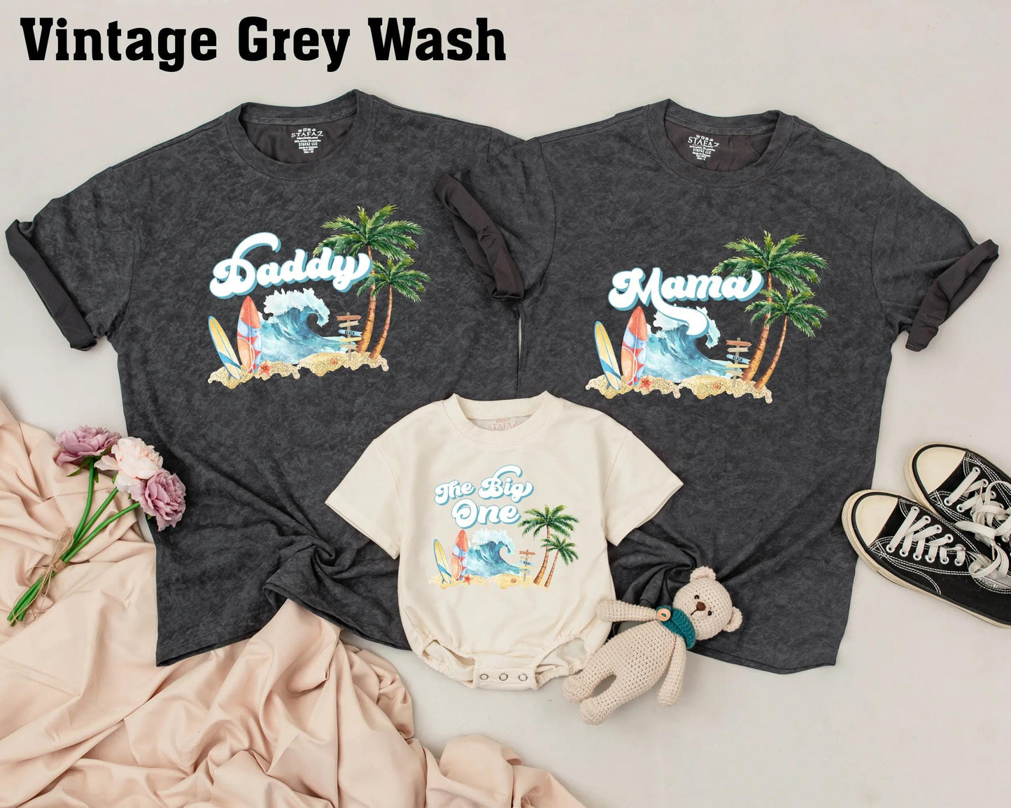 Matching Surf Birthday Shirts for Dad & Baby, The Big One Summer Beach Outfits, Surfer Family Tees