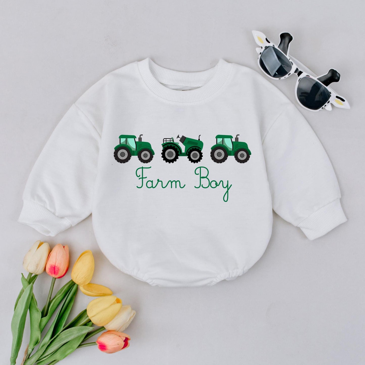 Farm Boy Baby Sweatshirt & Toddler Tractor Shirt - Country Outfit, Fall Clothes, Farmer Gift, Baby Boy 1st Birthday