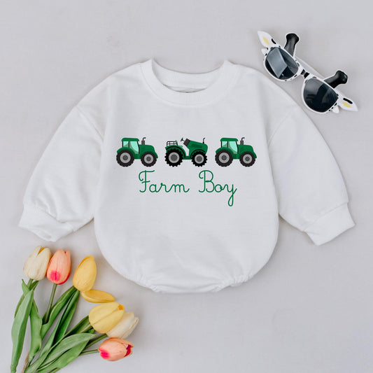 Farm Boy Baby Sweatshirt & Toddler Tractor Shirt - Country Outfit, Fall Clothes, Farmer Gift, Baby Boy 1st Birthday