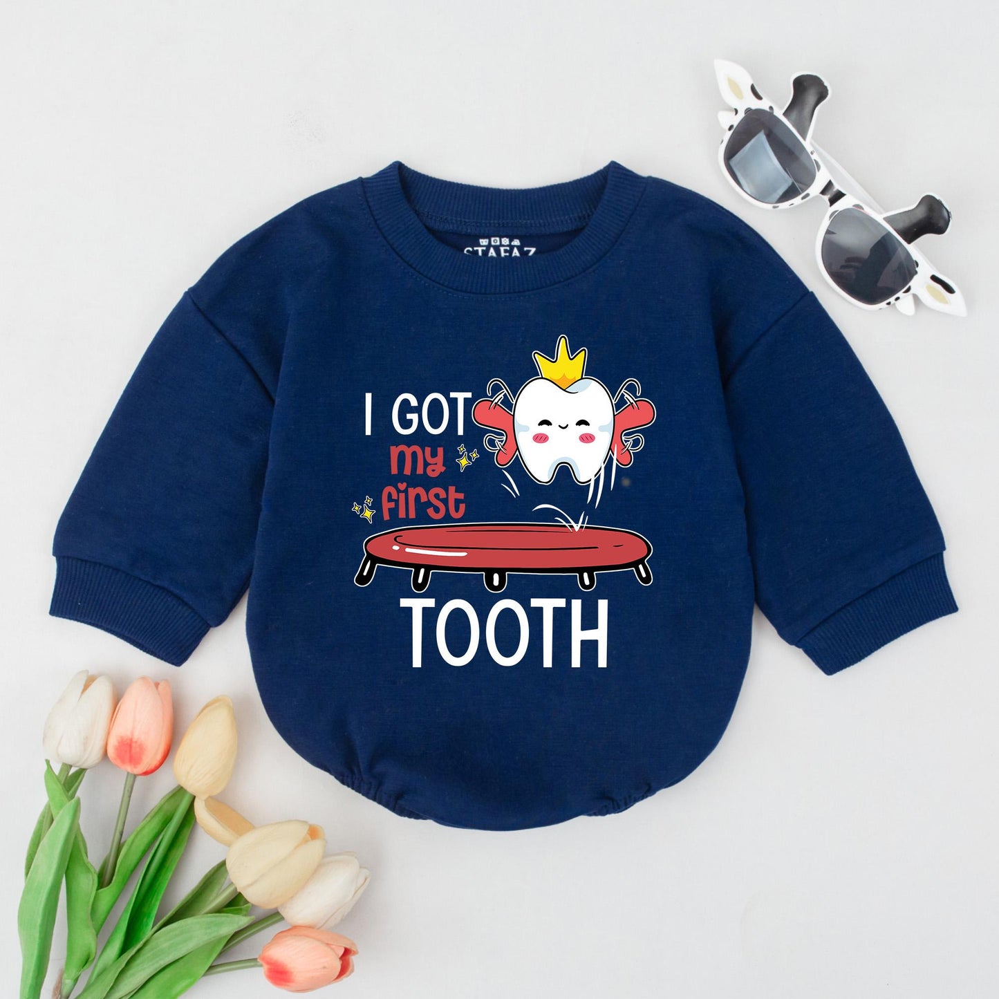 Baby First Tooth Milestone Bodysuit I Got My First Tooth Outfit Funny Cute Tooth Fairy Celebration Gift Soft Cotton Baby Shower Photo Prop