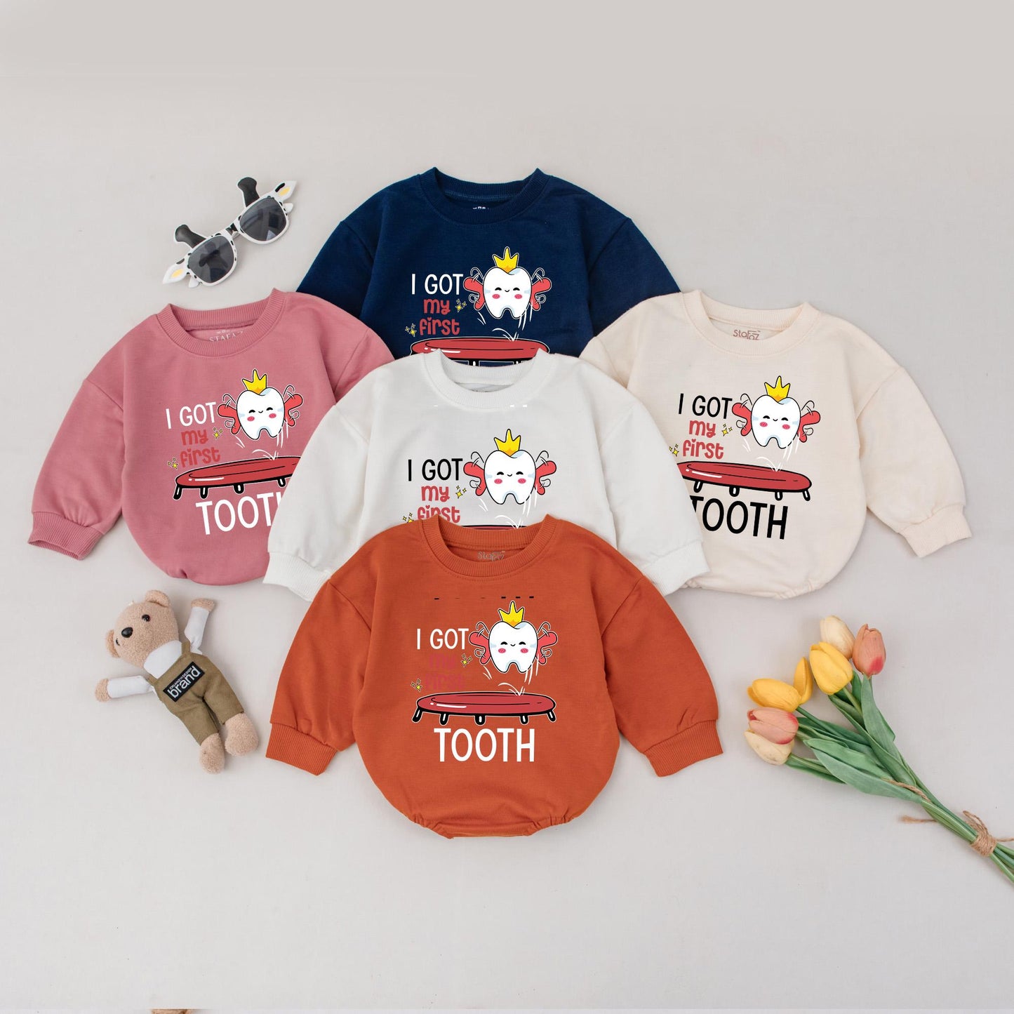 Baby First Tooth Milestone Bodysuit I Got My First Tooth Outfit Funny Cute Tooth Fairy Celebration Gift Soft Cotton Baby Shower Photo Prop
