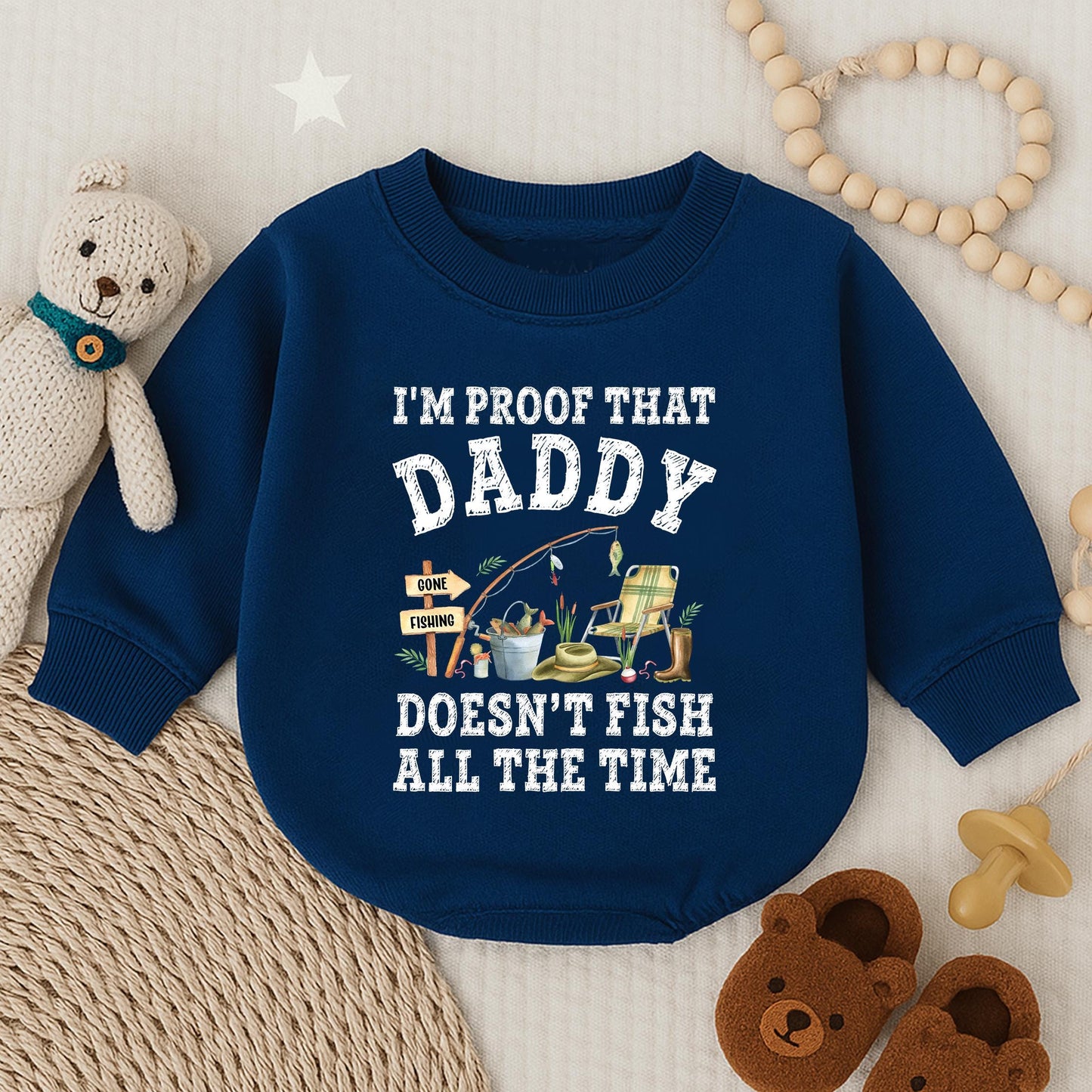 I'm Proof Daddy Doesn't Fish All the Time Bubble Romper Baby Boy Outfit Funny Fishing Bodysuit Gift for Dad Father's Day Newborn
