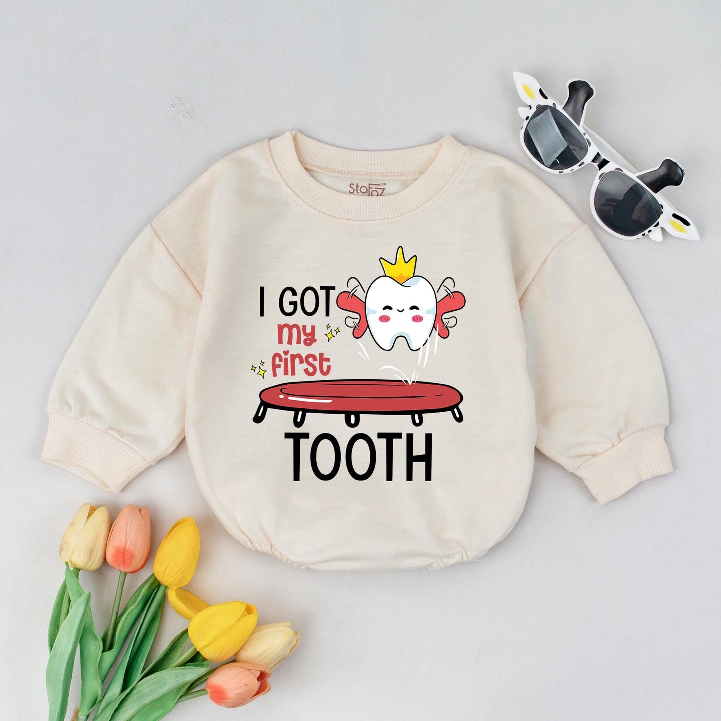 Baby First Tooth Milestone Bodysuit I Got My First Tooth Outfit Funny Cute Tooth Fairy Celebration Gift Soft Cotton Baby Shower Photo Prop