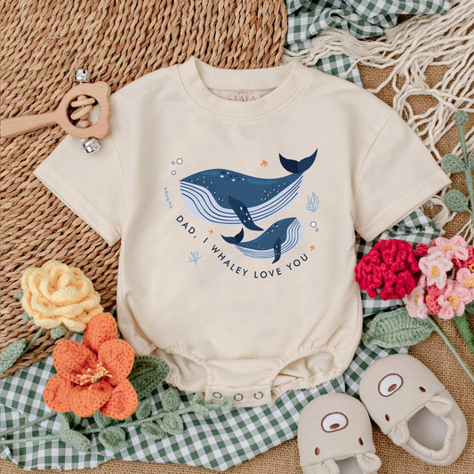 Dad I Whaley Love You Romper Cute Whale Baby Bodysuit First Father's Day Outfit I Love My Daddy Bubble Romper Gift